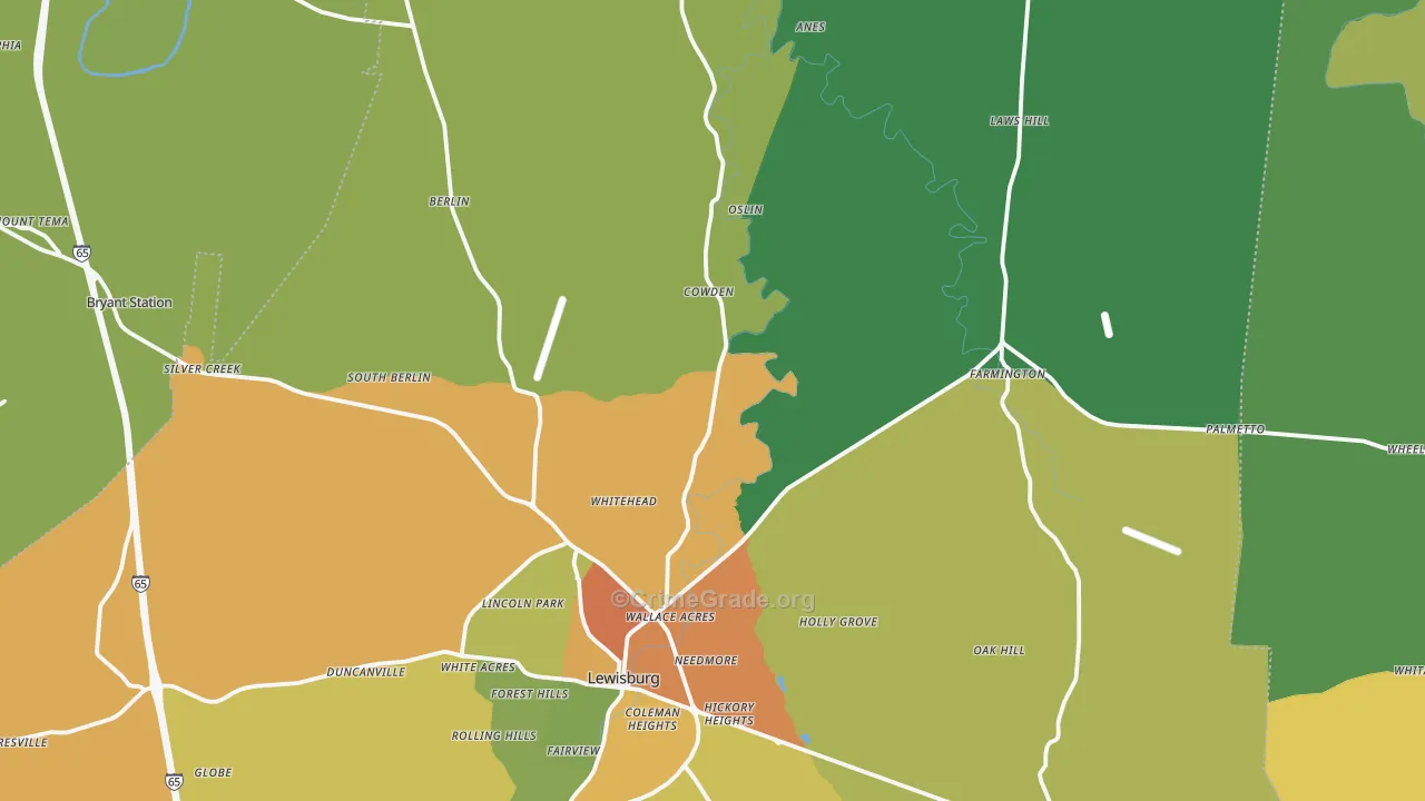 Marshall County, TN Map of Theft Rates