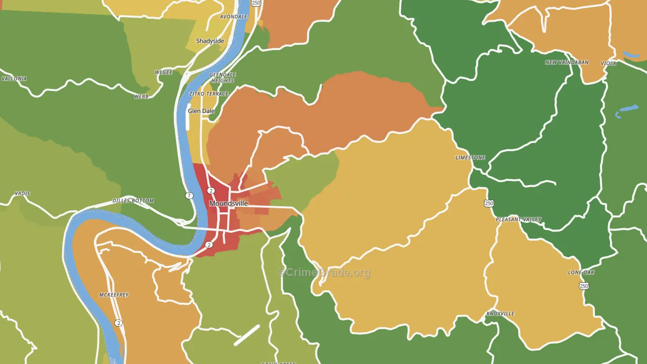 Marshall County, WV Map of Theft Rates