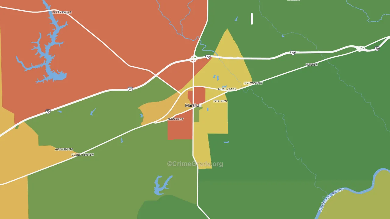 Marshall, IL Map of Theft Rates