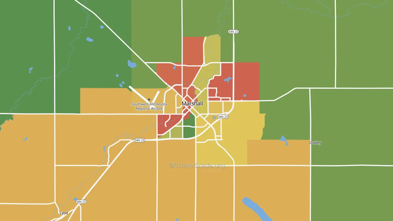 Marshall, MN Map of Theft Rates