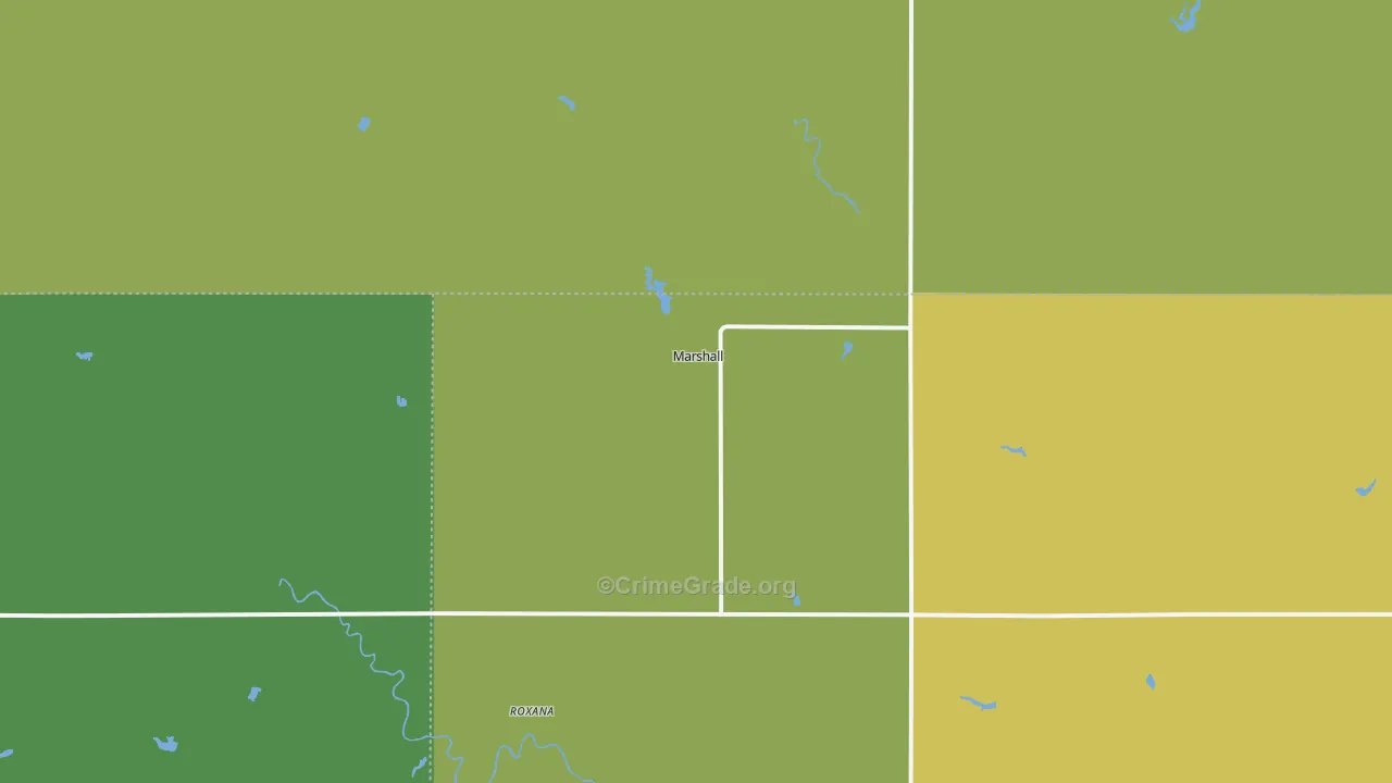 Marshall, OK Map of Theft Rates