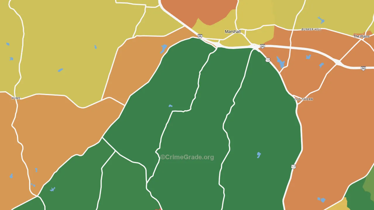 Marshall, VA Map of Theft Rates
