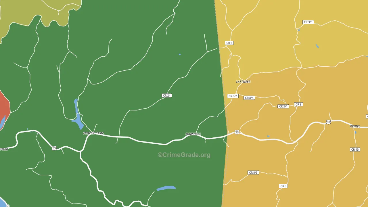 Marshall, WV Map of Theft Rates