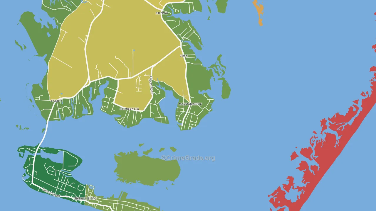 Marshallberg, NC Map of Theft Rates