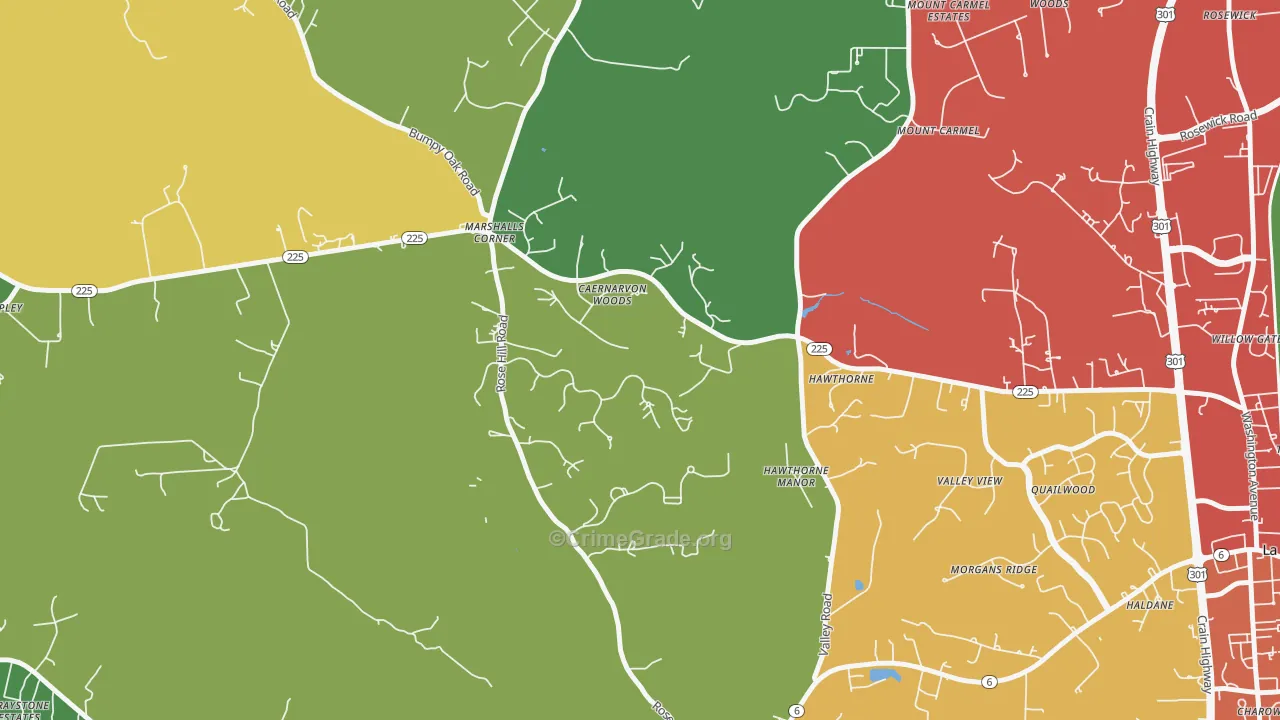 Marshalls Corner, MD Map of Theft Rates
