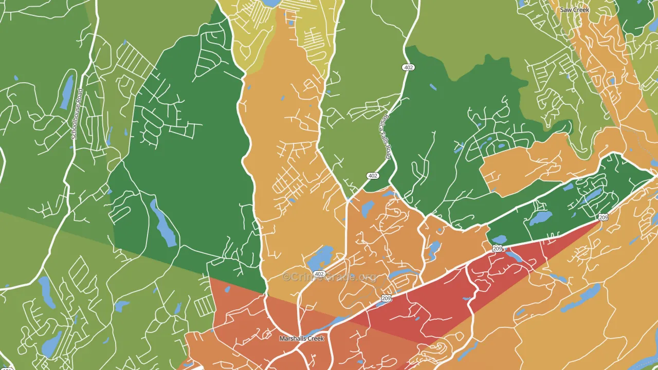 Marshalls Creek, PA Map of Theft Rates