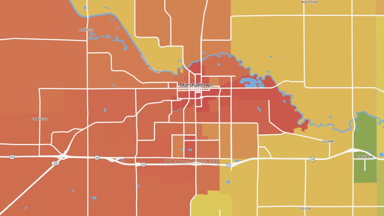 Marshalltown, IA Map of Theft Rates
