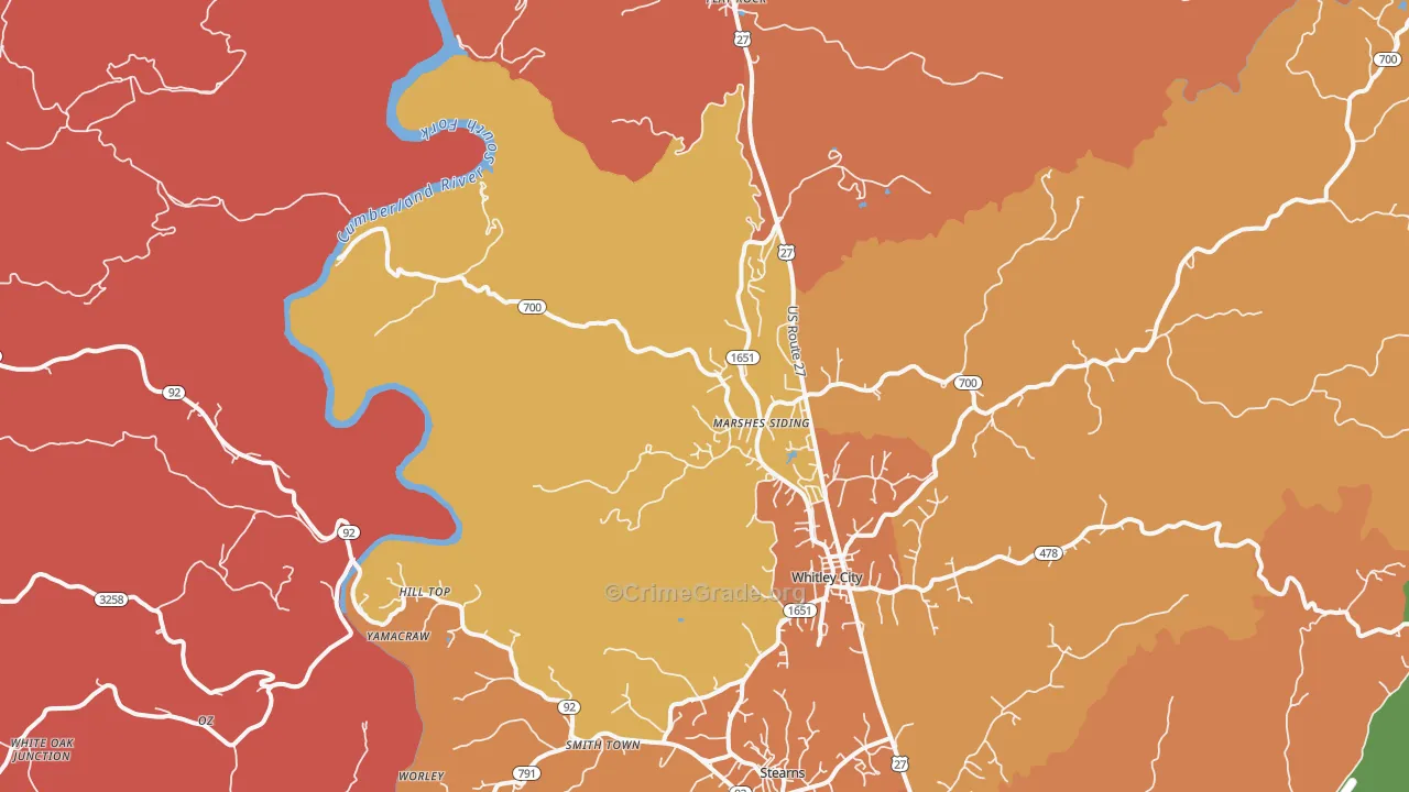 Marshes Siding, KY Map of Theft Rates