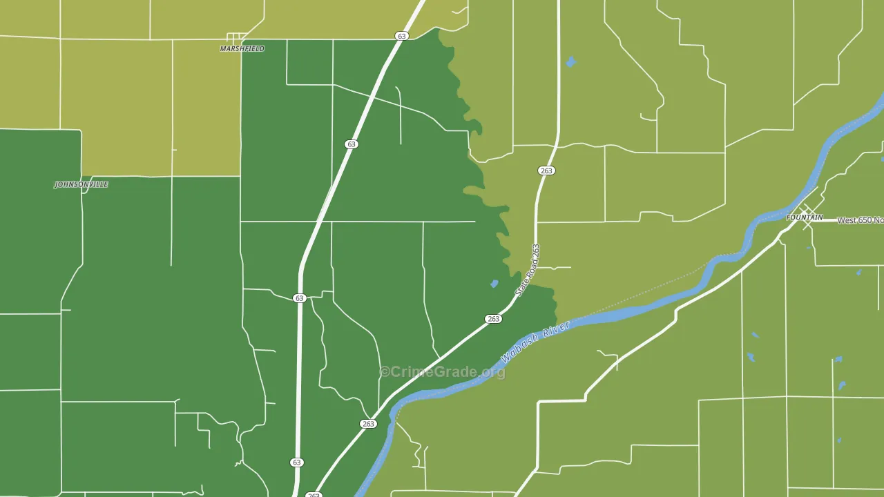Marshfield, IN Map of Theft Rates
