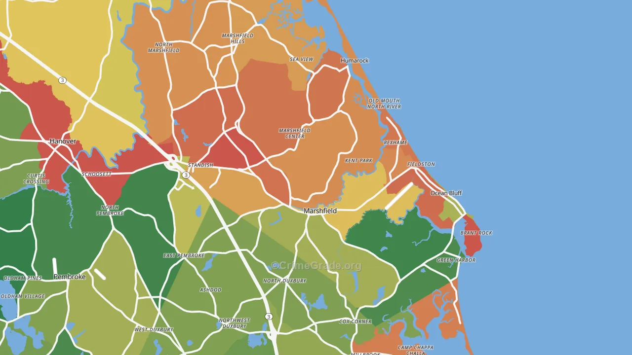 Marshfield, MA Map of Theft Rates