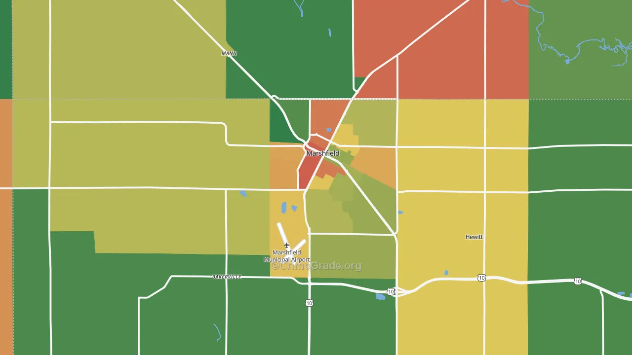 Marshfield, WI Map of Theft Rates