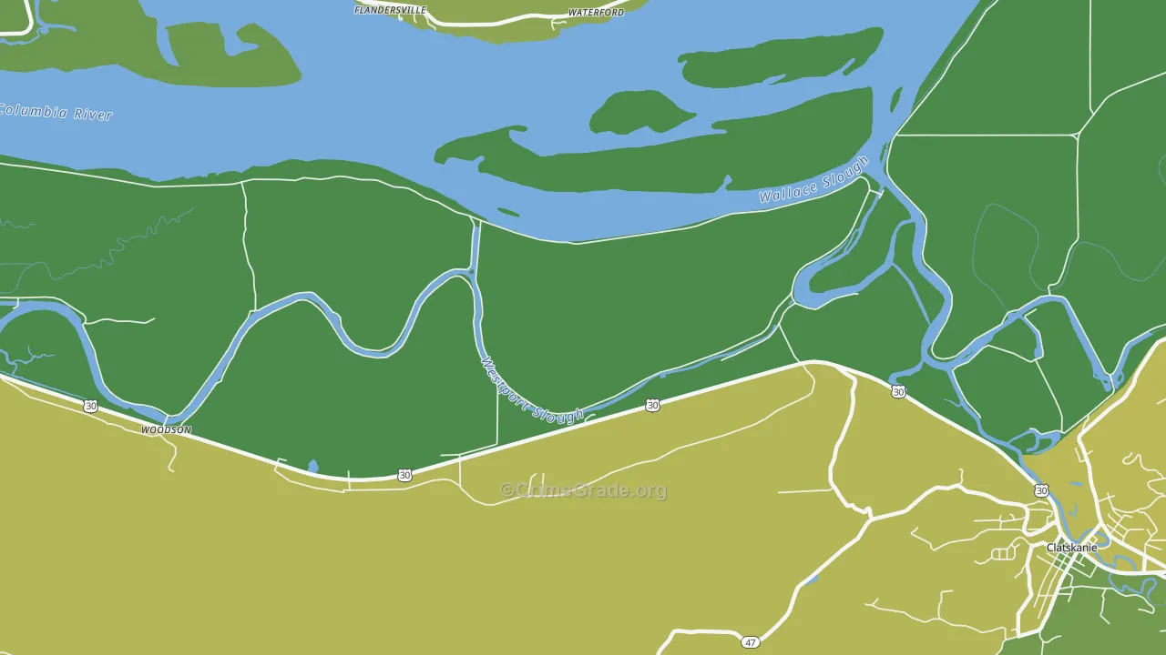 Marshland, OR Map of Theft Rates