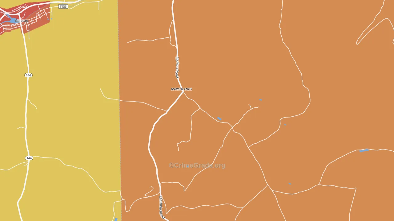 Marshlands, PA Map of Theft Rates