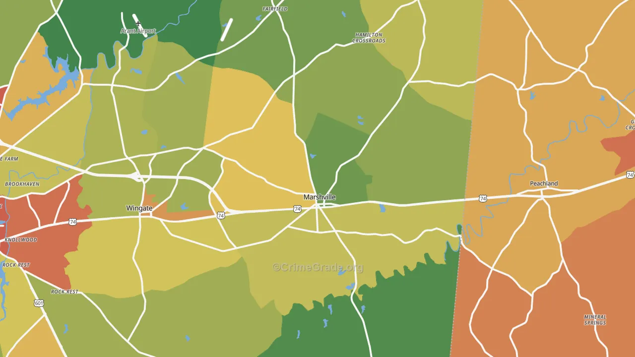 Marshville, NC Map of Theft Rates