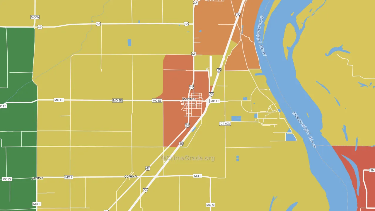 Marston, MO Map of Theft Rates