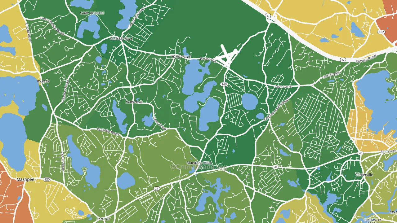 Marstons Mills, MA Map of Theft Rates