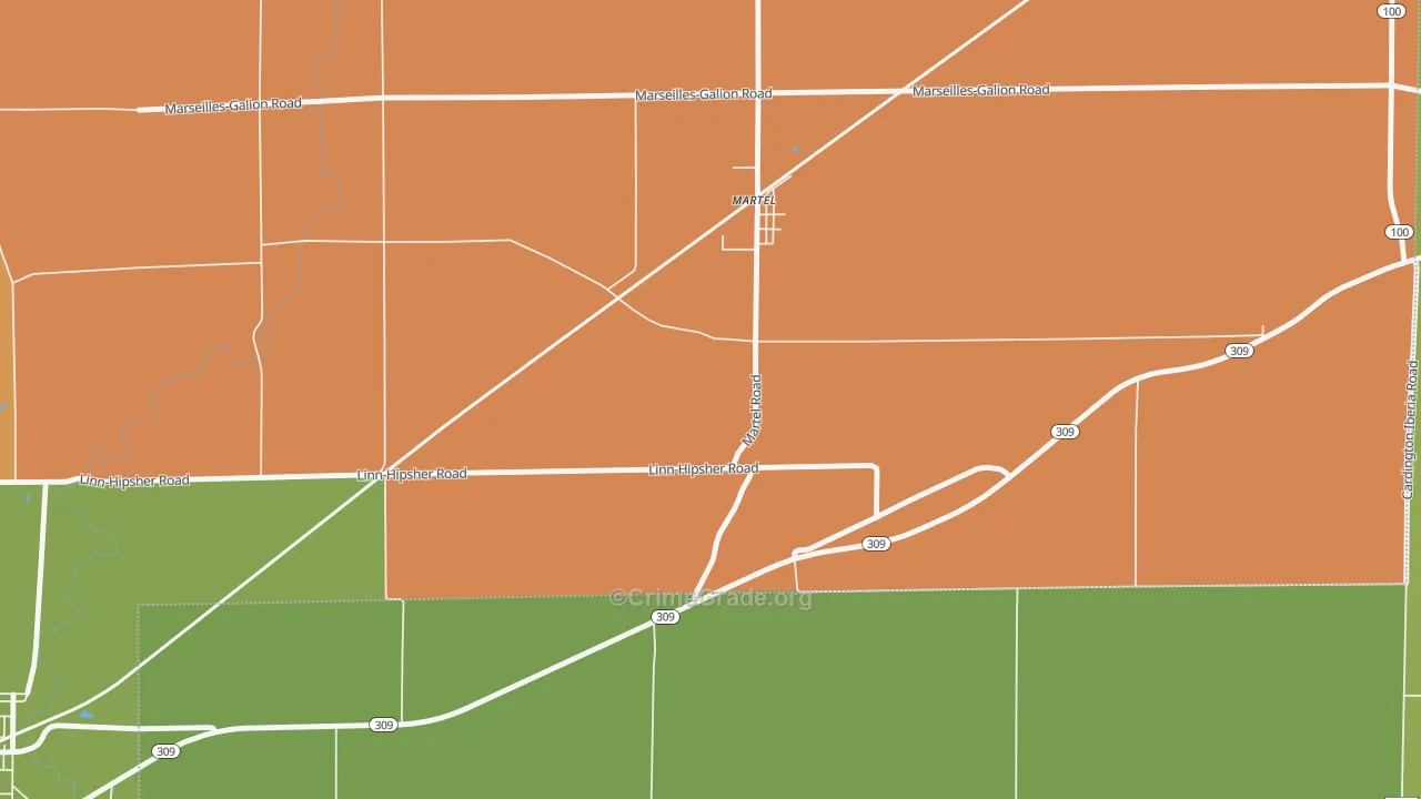Martel, OH Map of Theft Rates