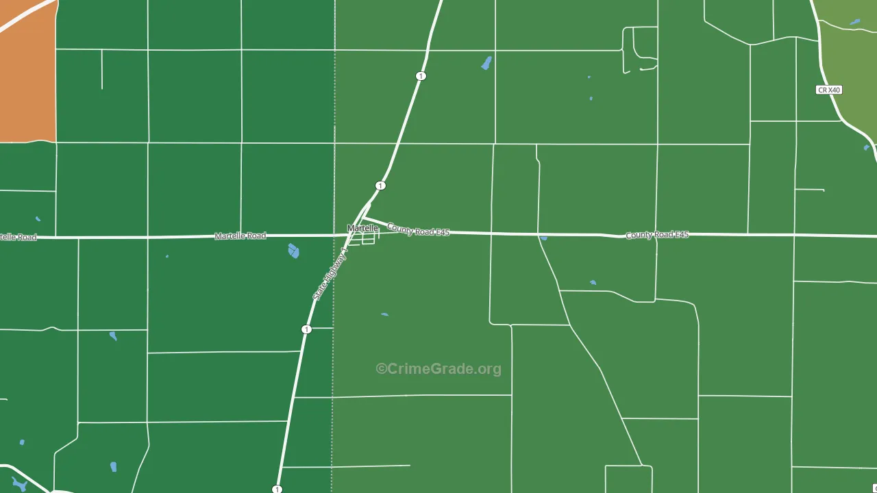 Martelle, IA Map of Theft Rates