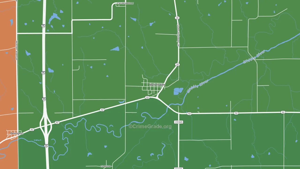 Martensdale, IA Map of Theft Rates
