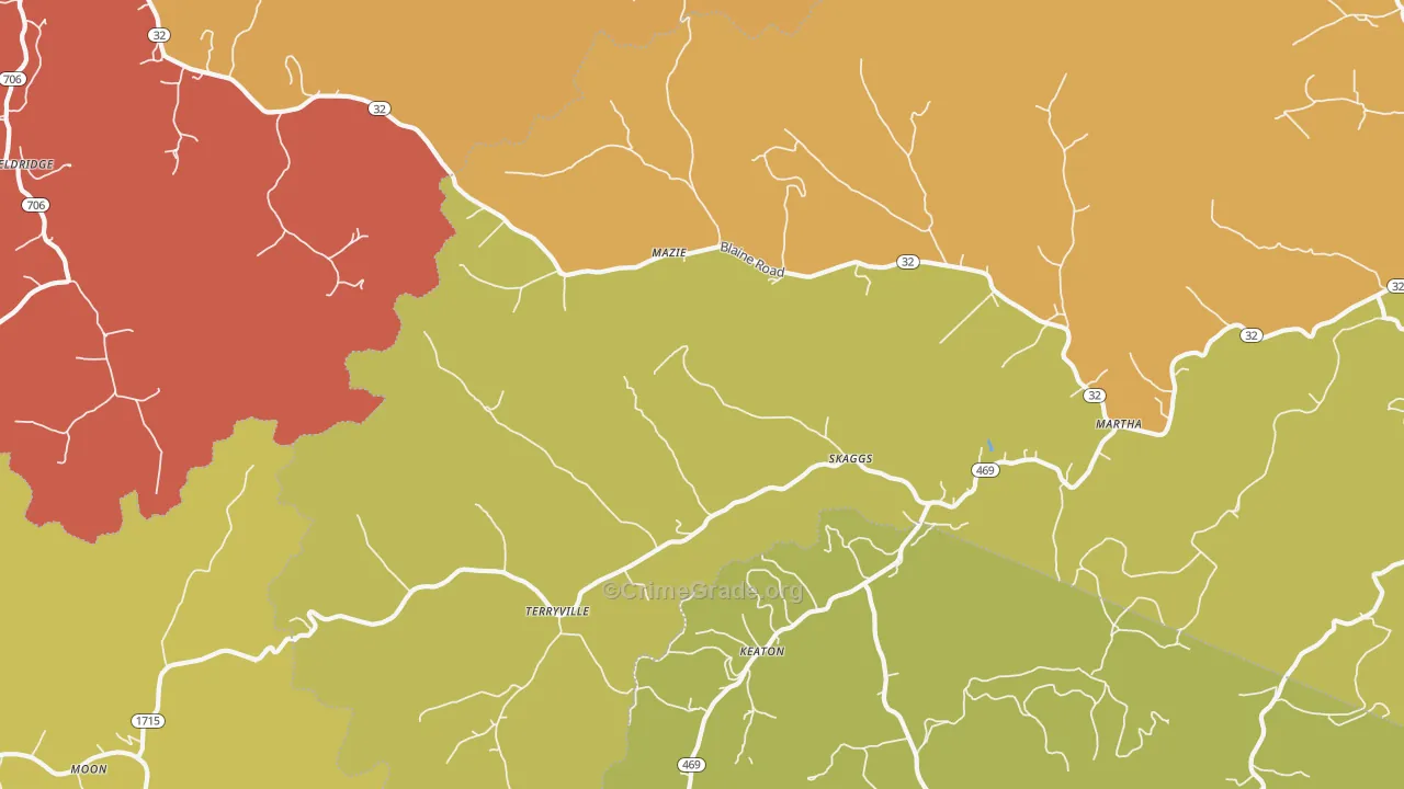 Martha, KY Map of Theft Rates