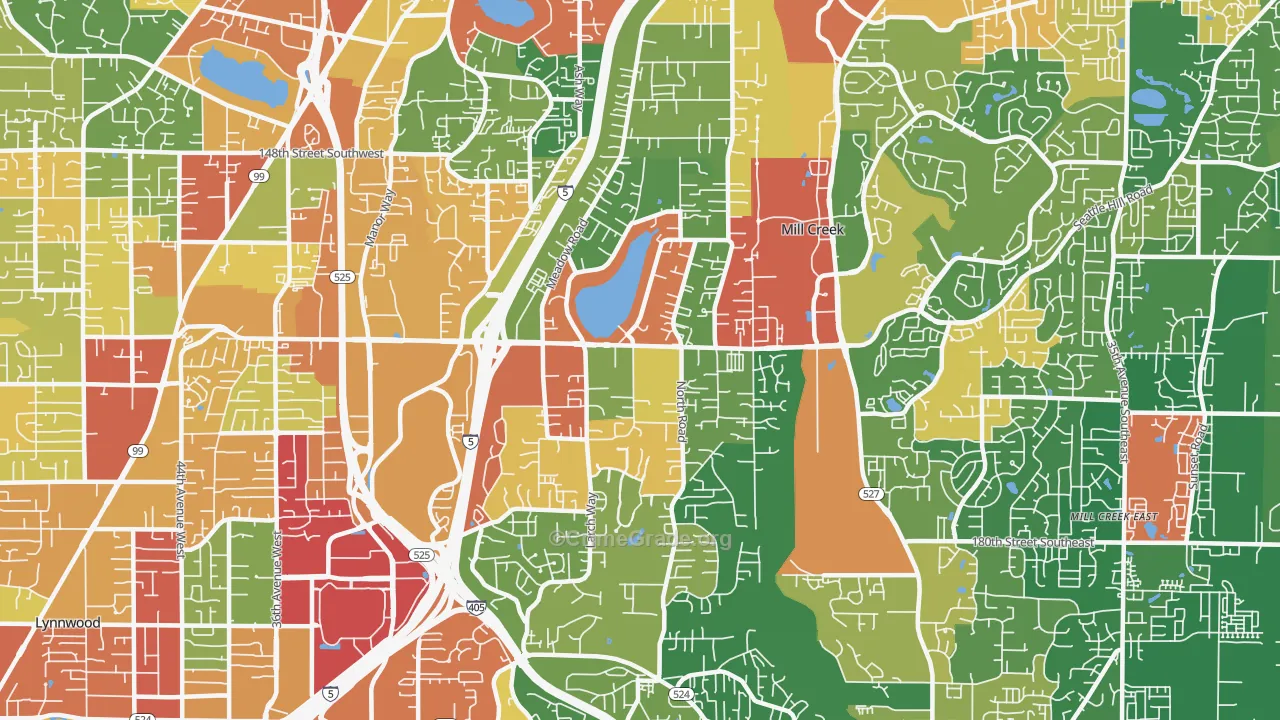 Martha Lake, Lynnwood, WA Map of Theft Rates