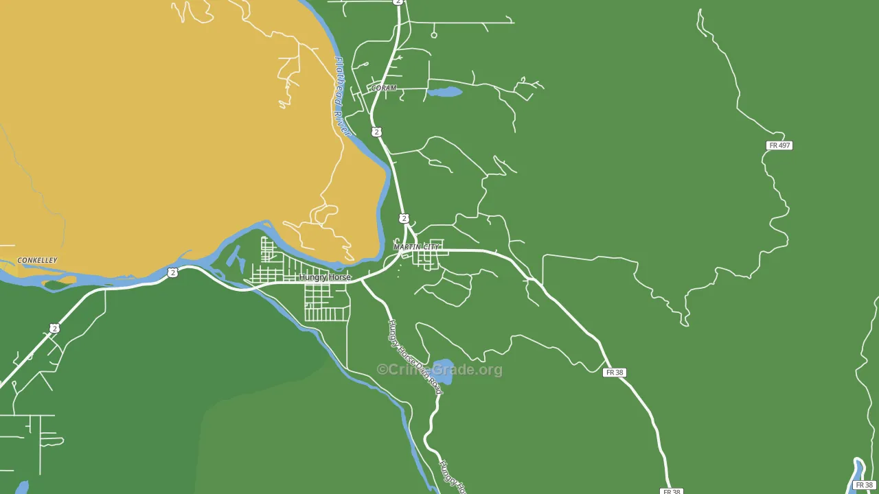 Martin City, MT Map of Theft Rates
