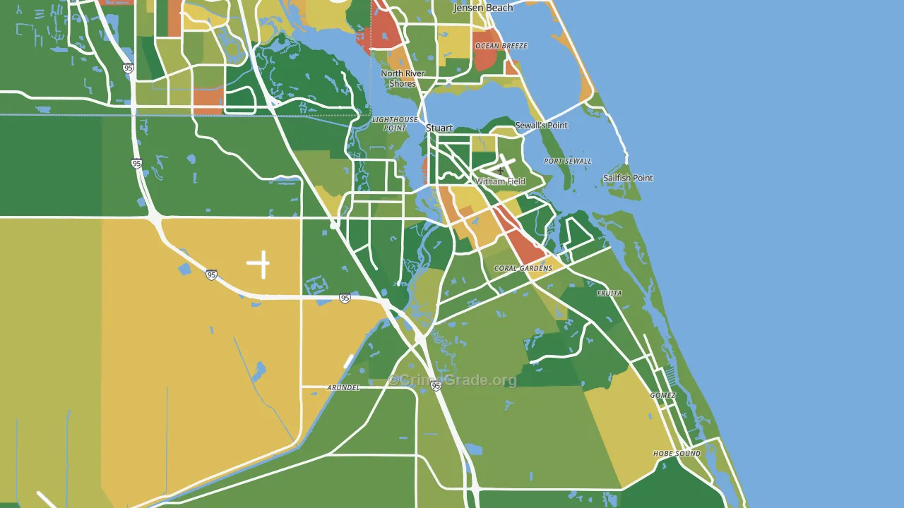 Martin County, FL Map of Theft Rates