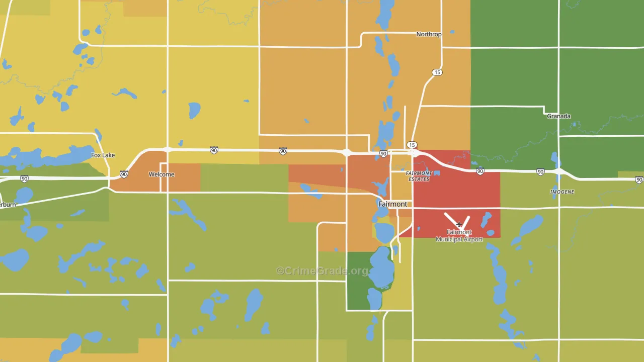 Martin County, MN Map of Theft Rates