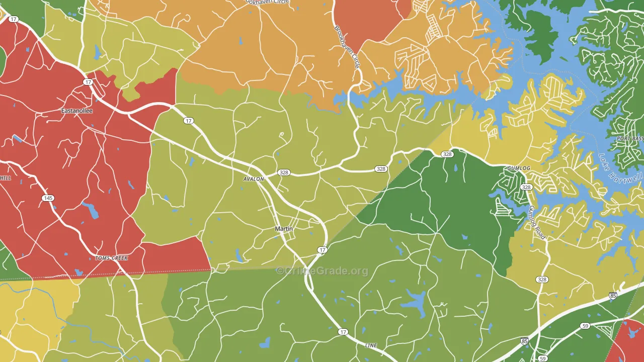 Martin, GA Map of Theft Rates