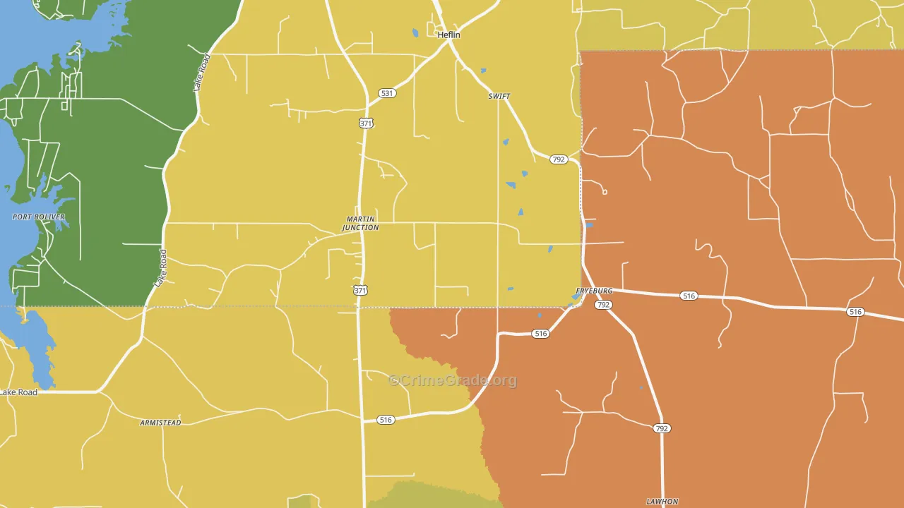 Martin Junction, LA Map of Theft Rates