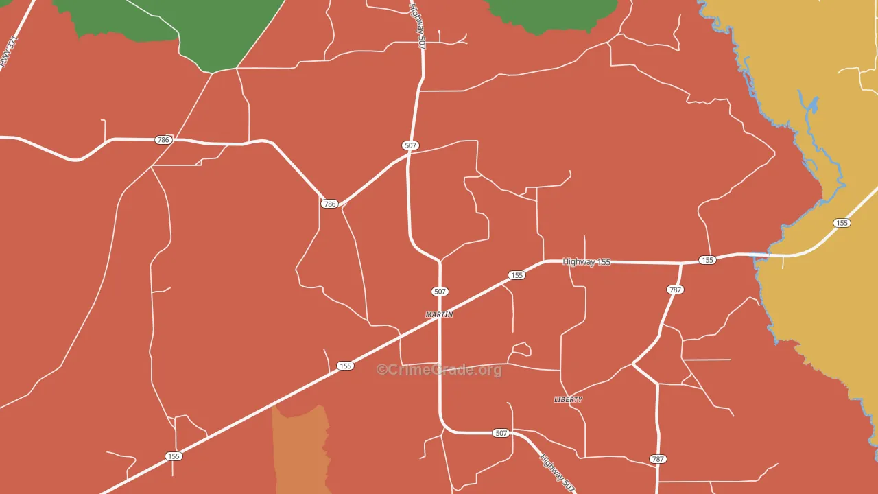 Martin, LA Map of Theft Rates