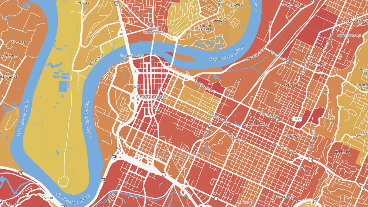 Martin Luther King, Chattanooga, TN Map of Theft Rates