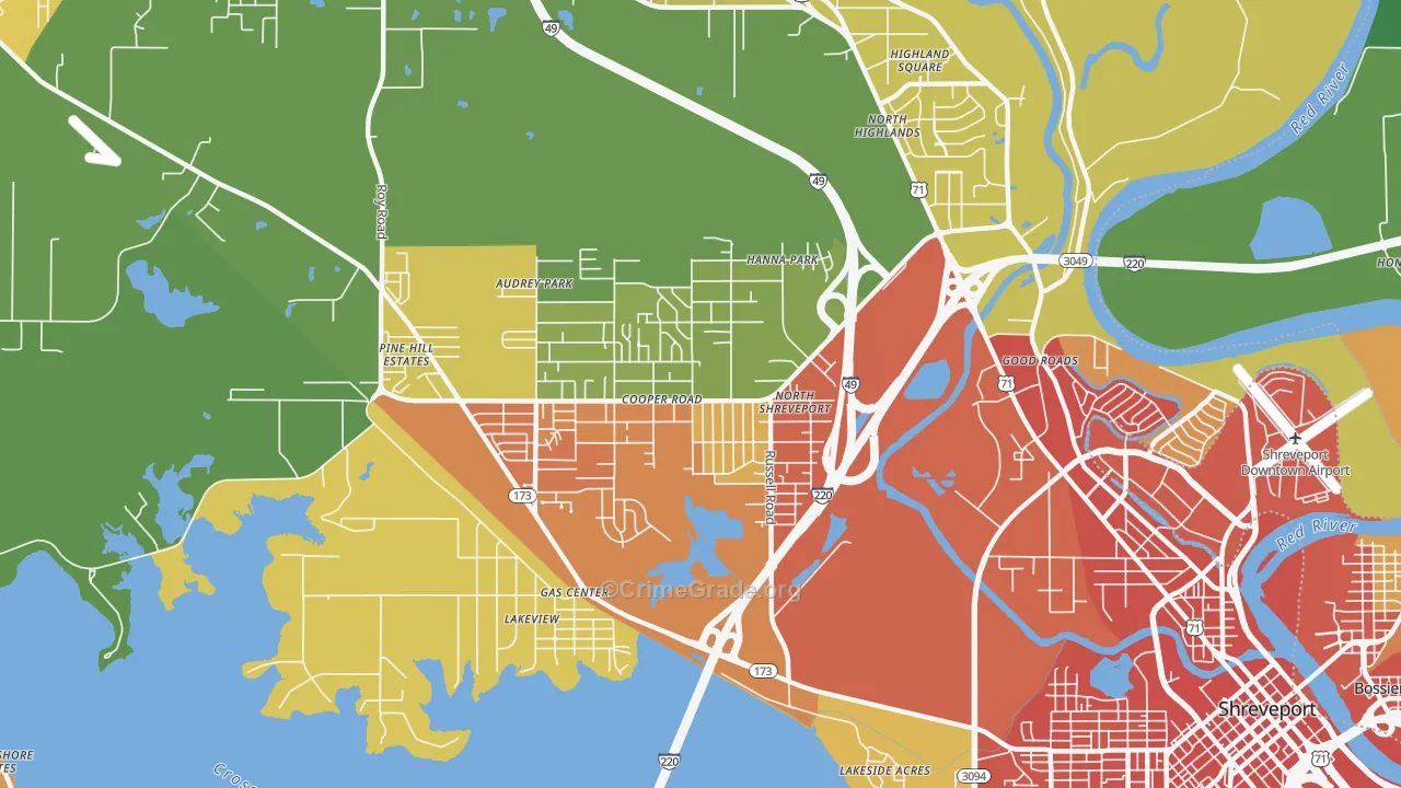 Martin Luther King, Shreveport, LA Map of Theft Rates