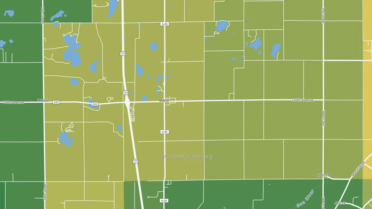 Martin, MI Map of Theft Rates