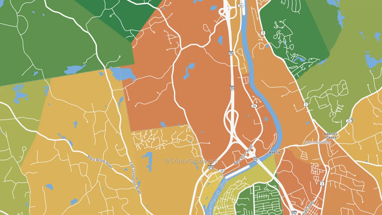 Martin, NH Map of Theft Rates