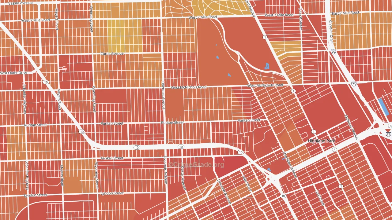 Martin Park, Detroit, MI Map of Theft Rates
