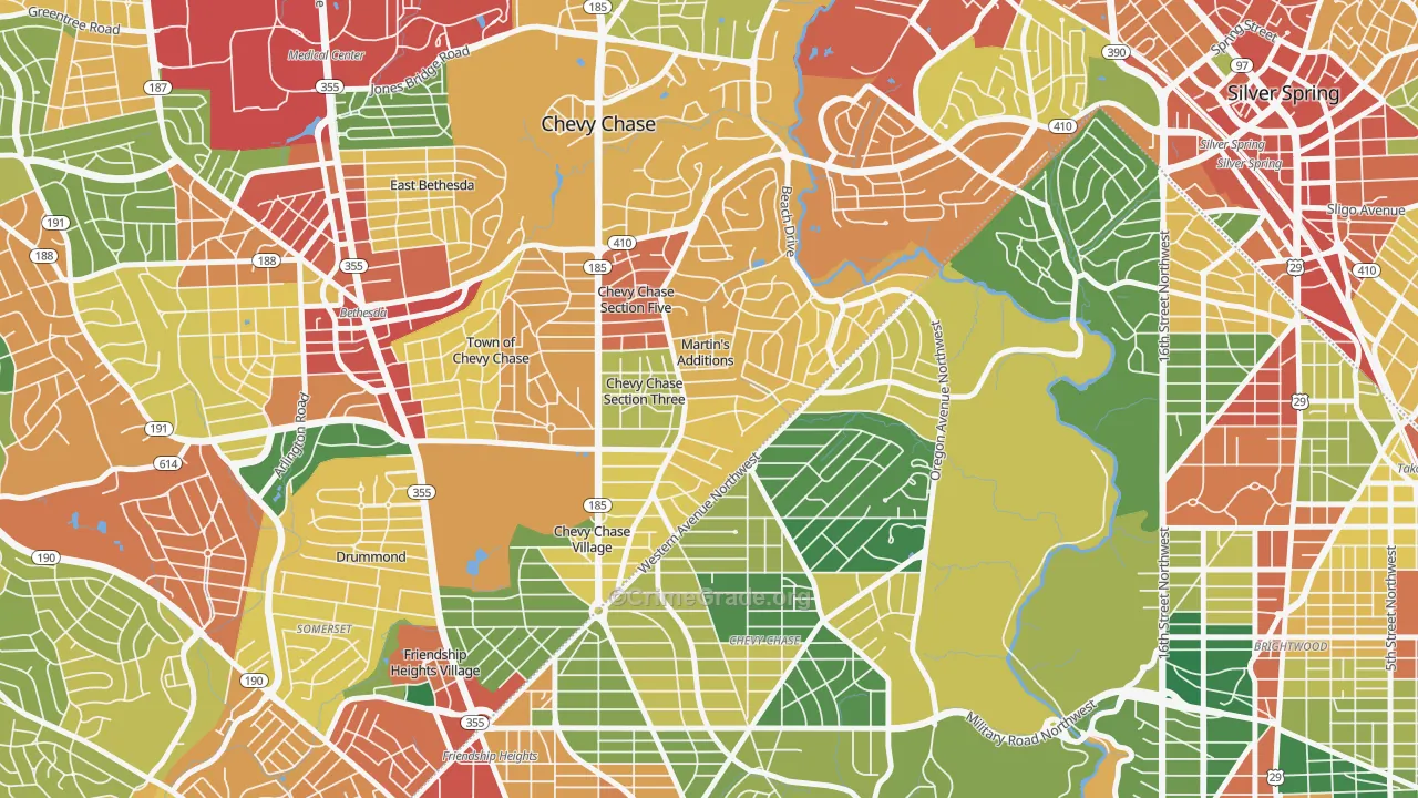 Martins Additions, MD Map of Theft Rates