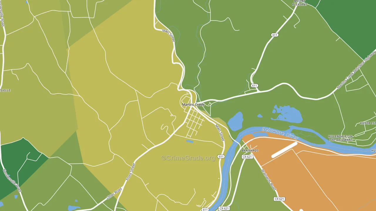 Martins Creek, PA Map of Theft Rates