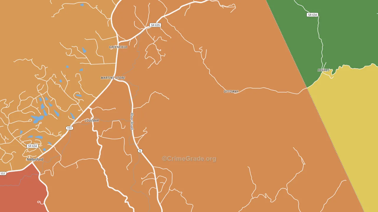 Martins Store, VA Map of Theft Rates