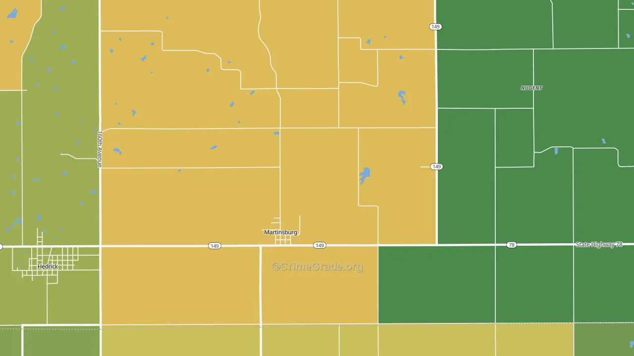 Martinsburg, IA Map of Theft Rates