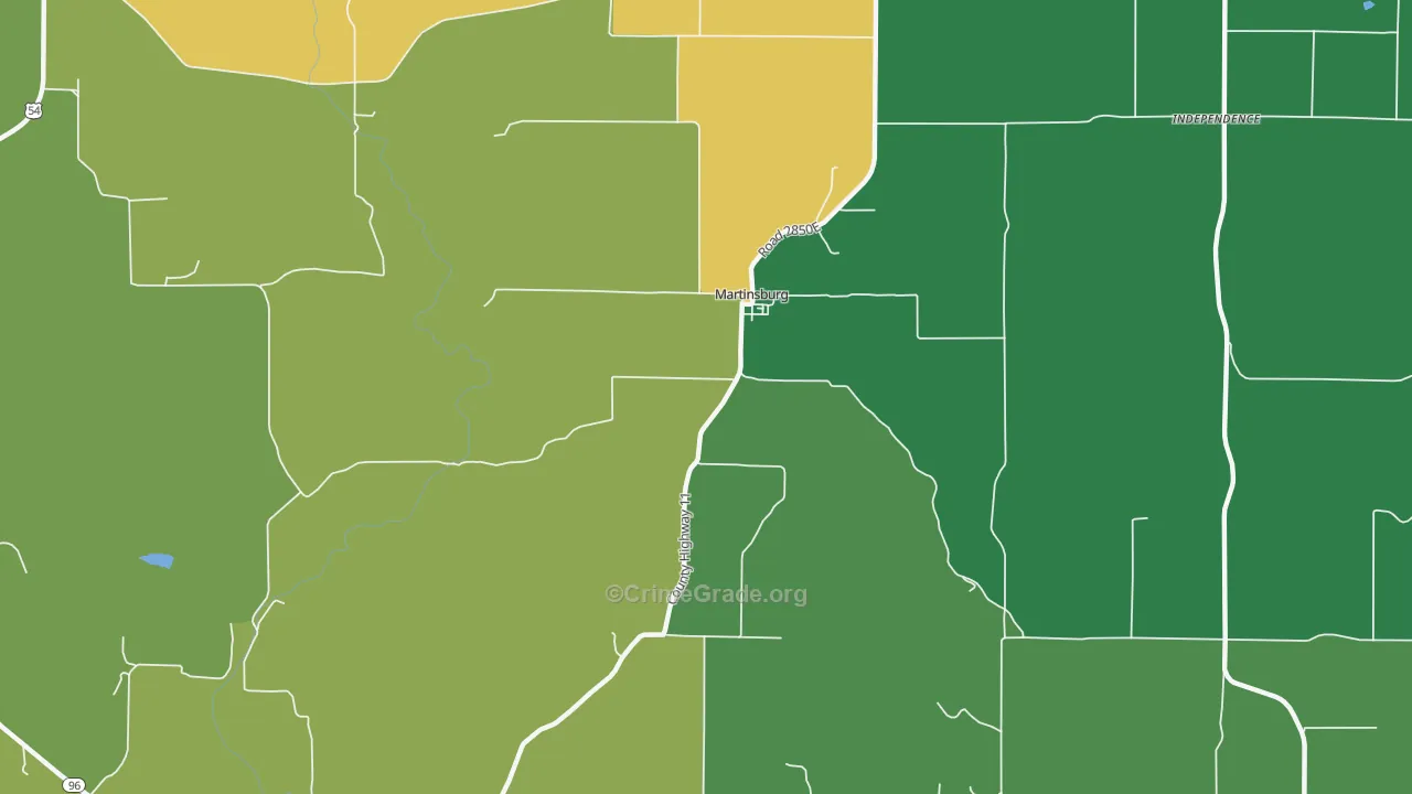 Martinsburg, IL Map of Theft Rates