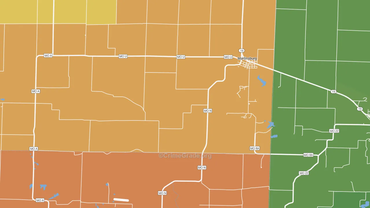 Martinsburg, MO Map of Theft Rates