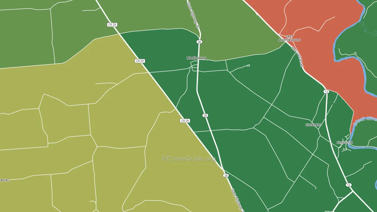 Martinsburg, NY Map of Theft Rates