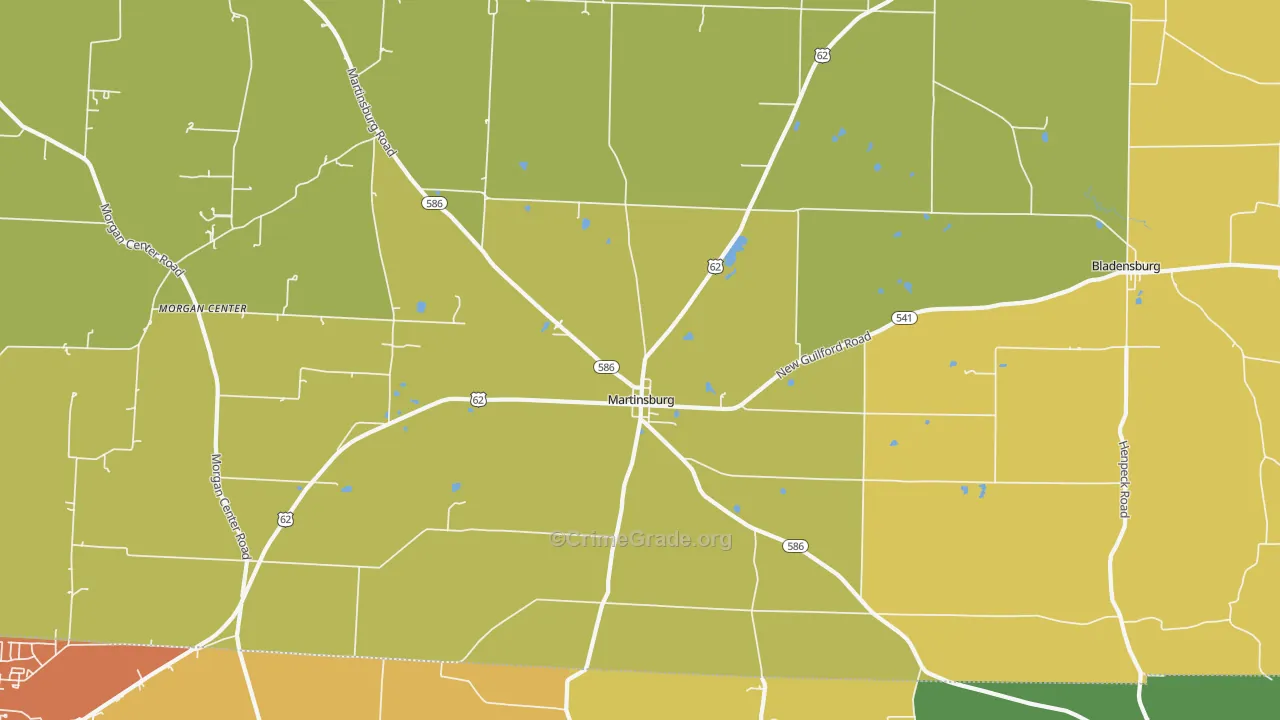 Martinsburg, OH Map of Theft Rates