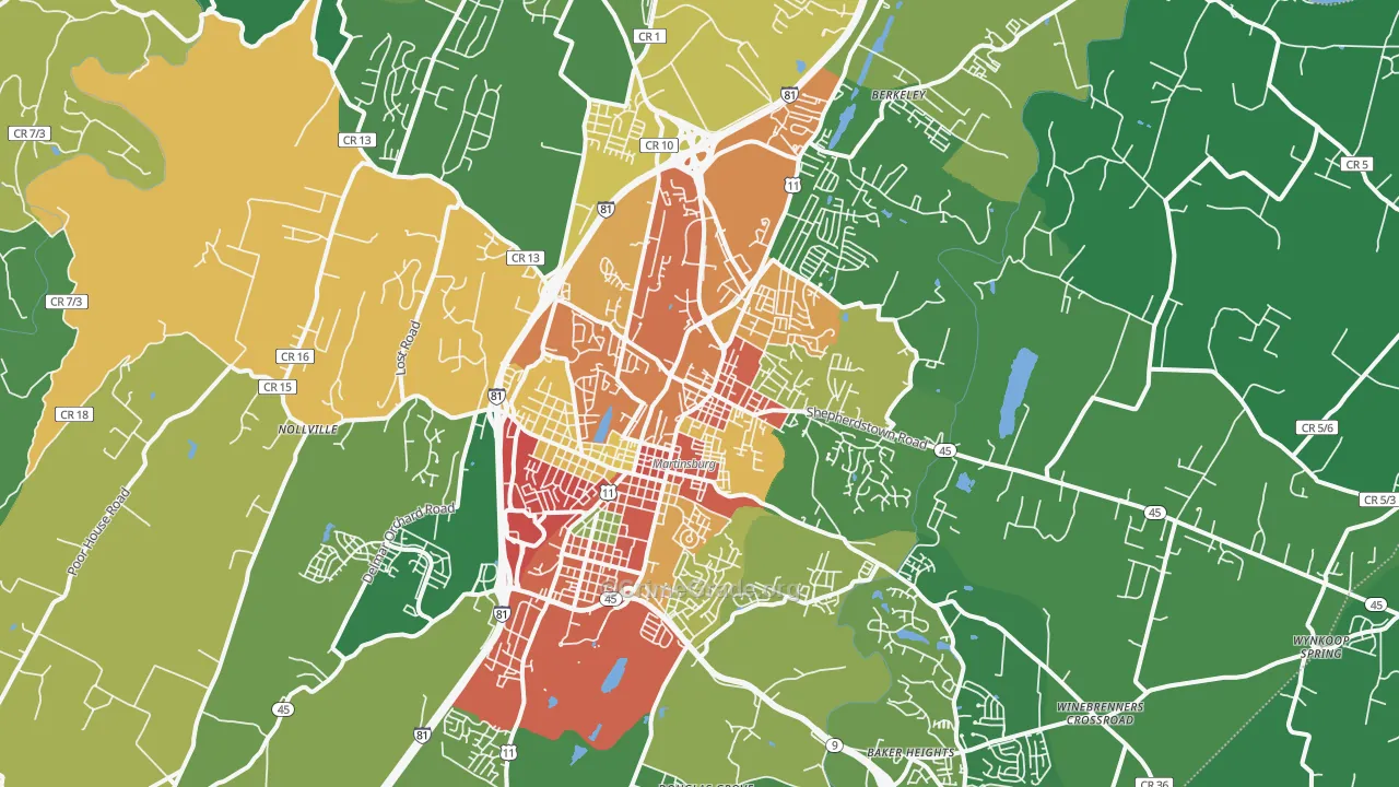 Martinsburg, WV Map of Theft Rates