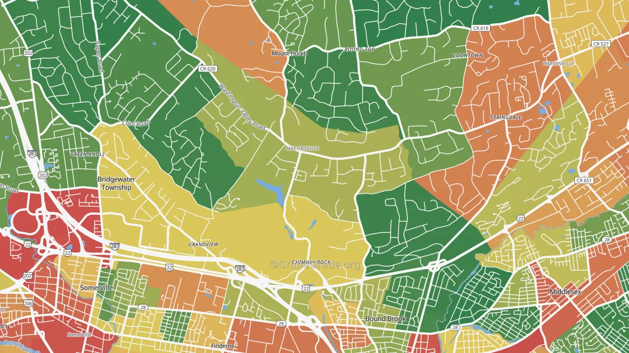 Martinsville, NJ Map of Theft Rates