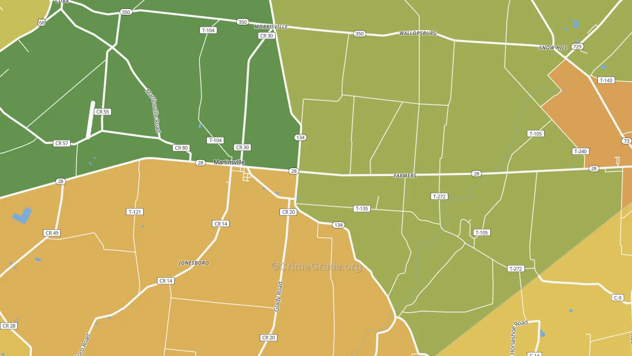 Martinsville, OH Map of Theft Rates