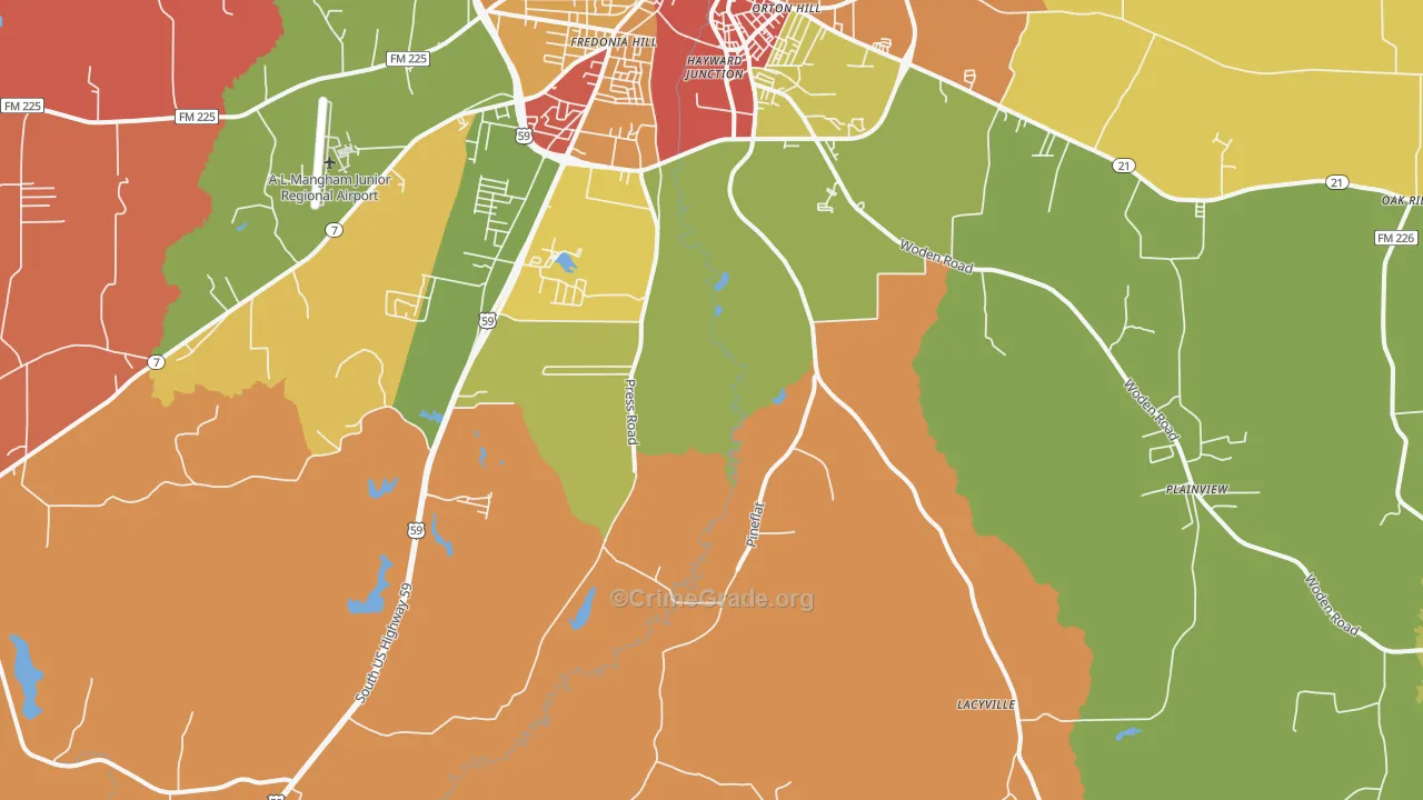 Martinsville, TX Map of Theft Rates