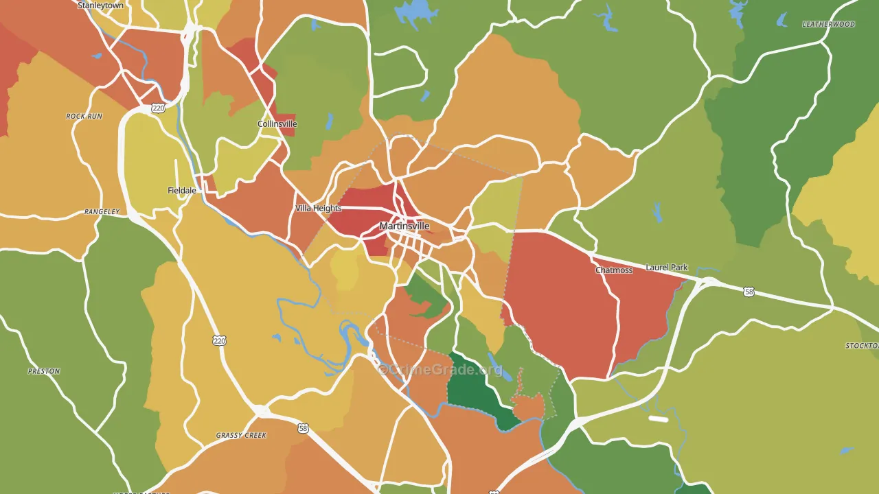Martinsville, VA Map of Theft Rates