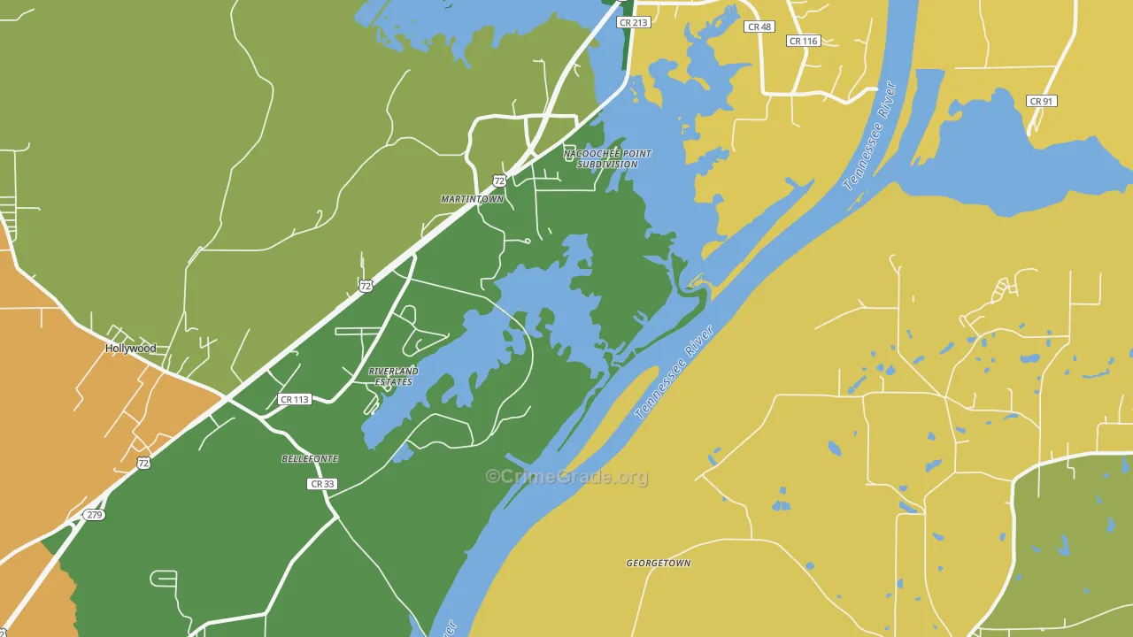 Martintown, AL Map of Theft Rates